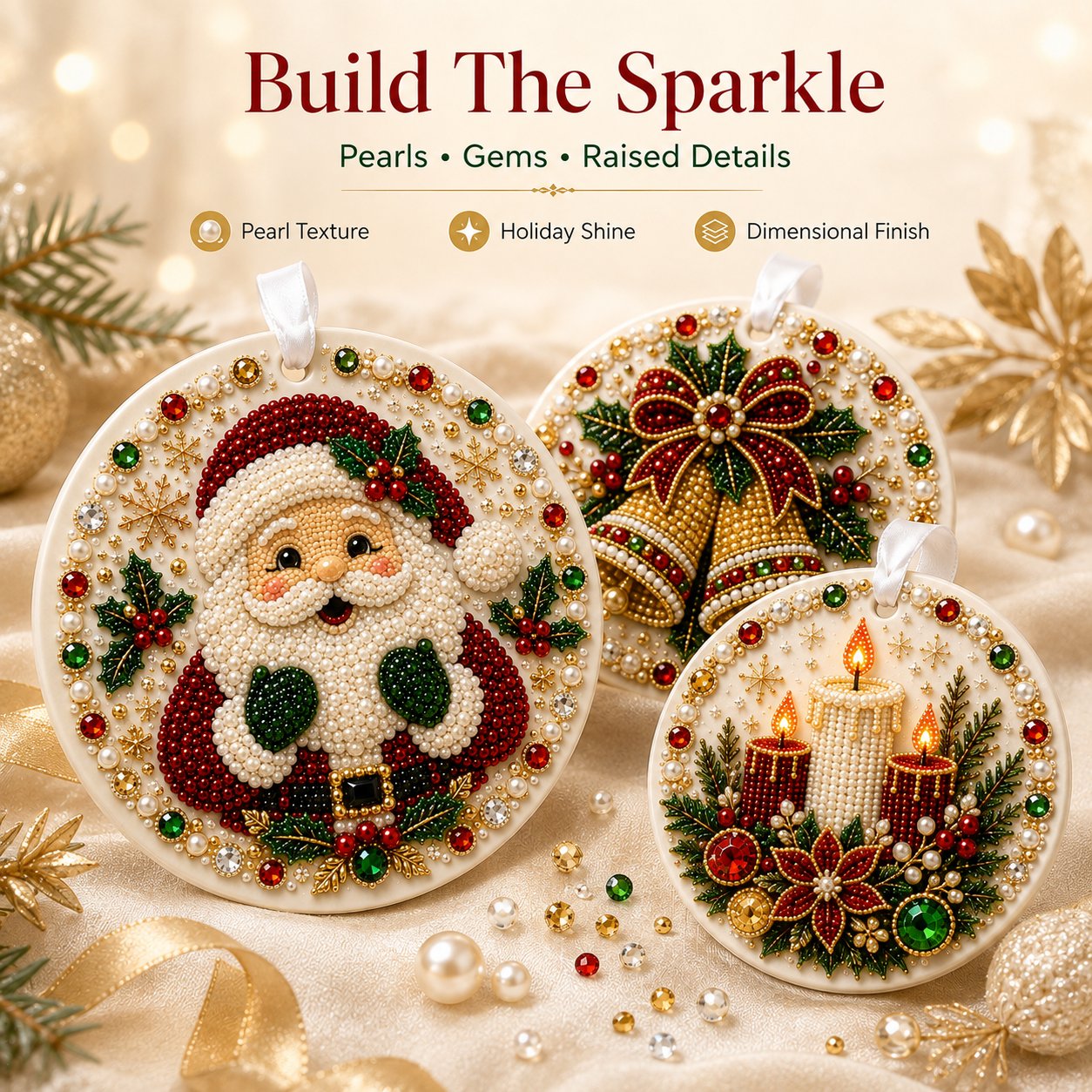🔥Last Day 50% OFF-🌲✨ DIY Pearl & Gem Christmas Ornament Collection