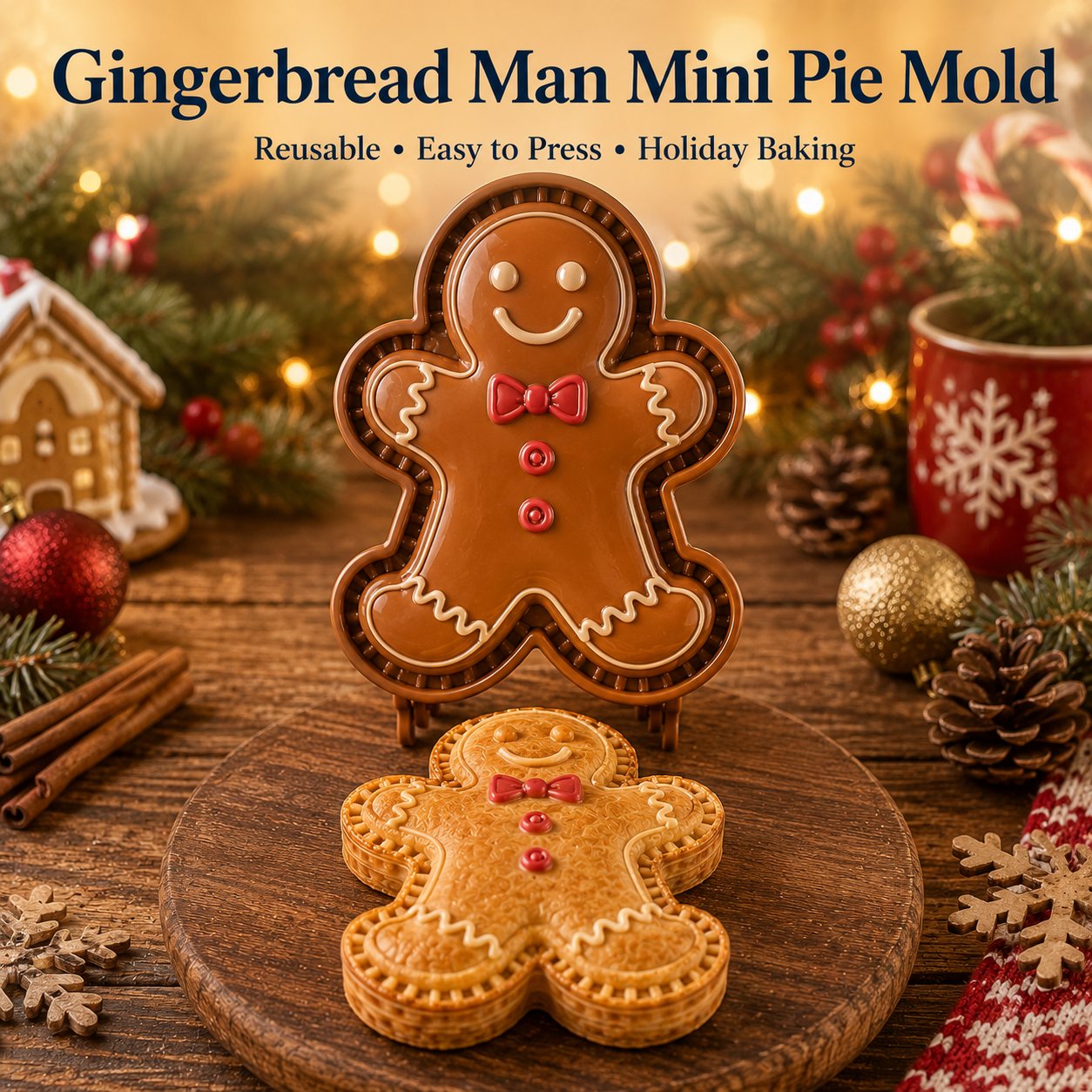 ⏳ Last Day 50% OFF – 🎄 9-Design Christmas Mini Pie Mold Collection | Reusable Embossed Molds for Shaping Detailed Santa, Snowman, Reindeer, Tree & Holiday Pies 🥧✨