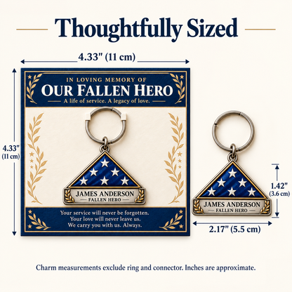 Personalized Fallen Hero Memorial Keychain with Tribute Card