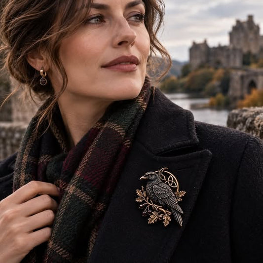 🔥LAST DAY 50% OFF - 🐦‍⬛ Gothic Celtic Raven Brooch – Dark Academia Statement Pin