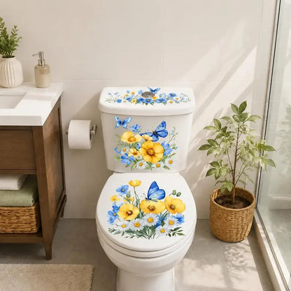 Last Day 50% OFF-Only$12.99🎁3-Piece Floral Bathroom Toilet Sticker Set – Decorative Peel & Stick Decals