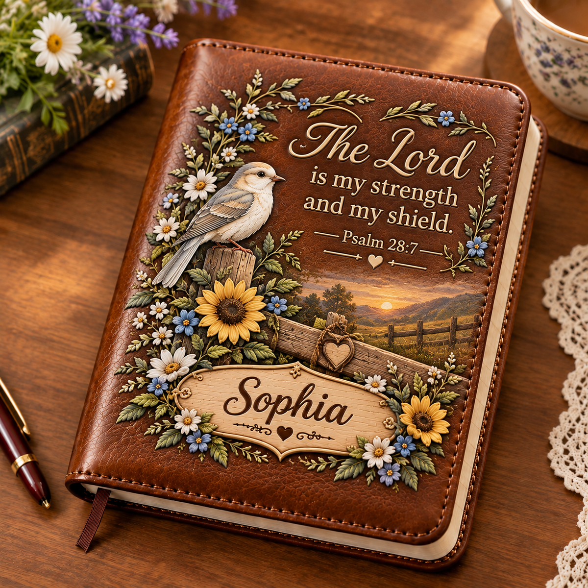 📖 Personalized Leather Scripture Notebook