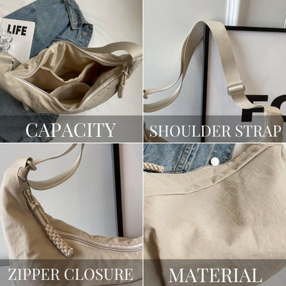 Women's Fashion Solid Color Nylon Crossbody Bag