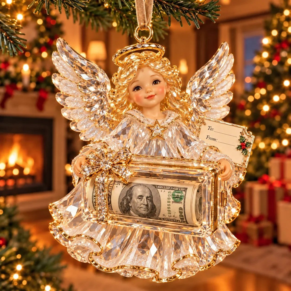 🎄 Christmas Cash Gift Ornament | 20 Crystal-Style Designs with Money Holder & Gift Tag 🎁
