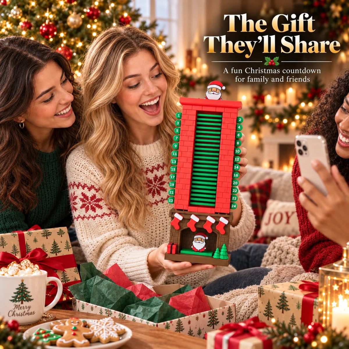 💯🎅Mechanical Santa Chimney Christmas Countdown Calendar