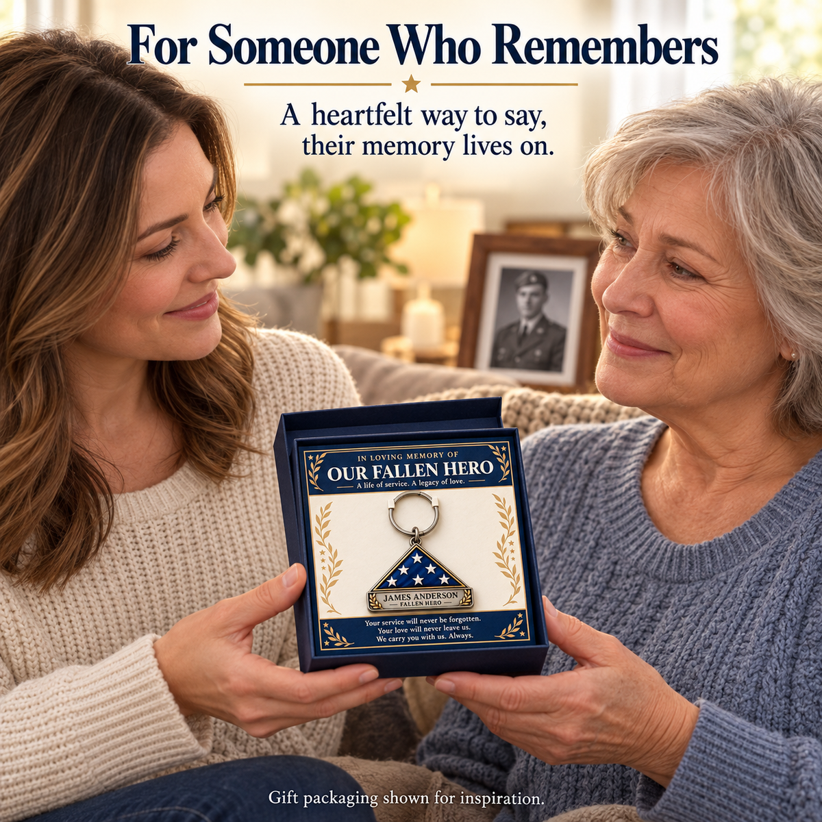 Personalized Fallen Hero Memorial Keychain with Tribute Card