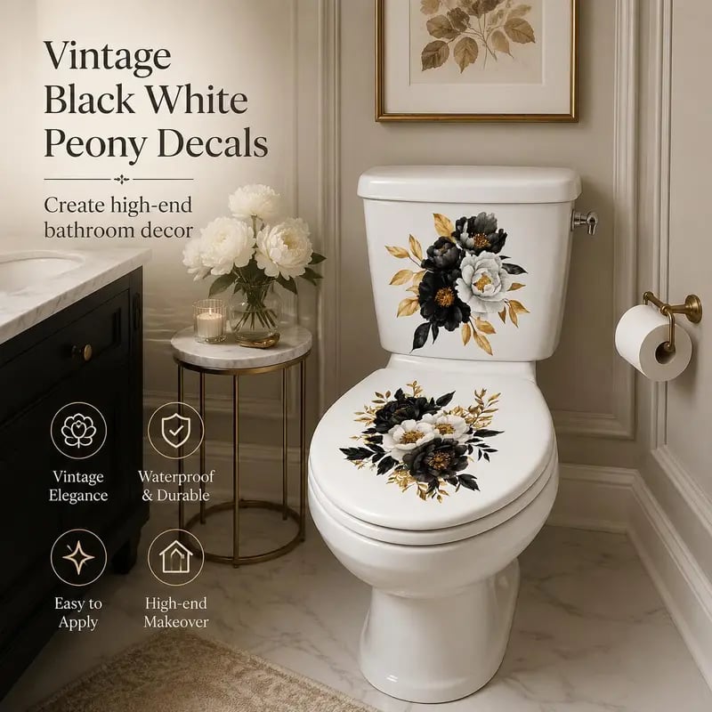 Last Day 50% OFF-Only$12.99🎁3-Piece Floral Bathroom Toilet Sticker Set – Decorative Peel & Stick Decals