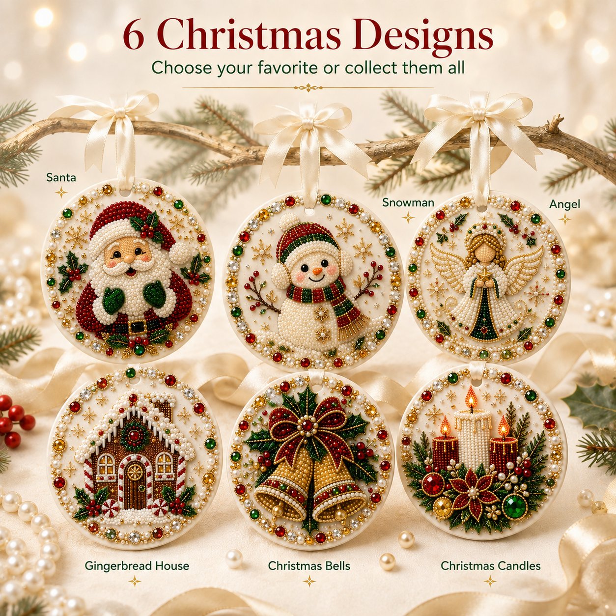 🔥Last Day 50% OFF-🌲✨ DIY Pearl & Gem Christmas Ornament Collection