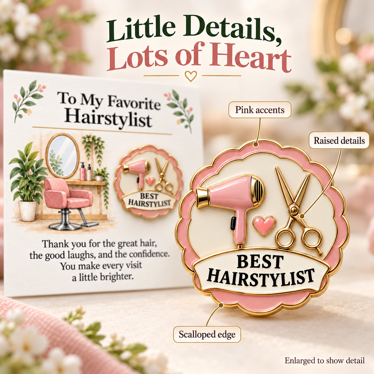 To My Favorite Hairstylist - Premium Enamel Pin & Appreciation Card Set ✂️💖