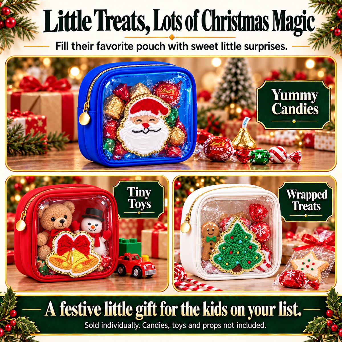 🎄🎁 Christmas Mini Treat Bag – Clear Window Zipper Pouch, 6 Festive Styles to Choose From ✨CHRISTMAS MINI