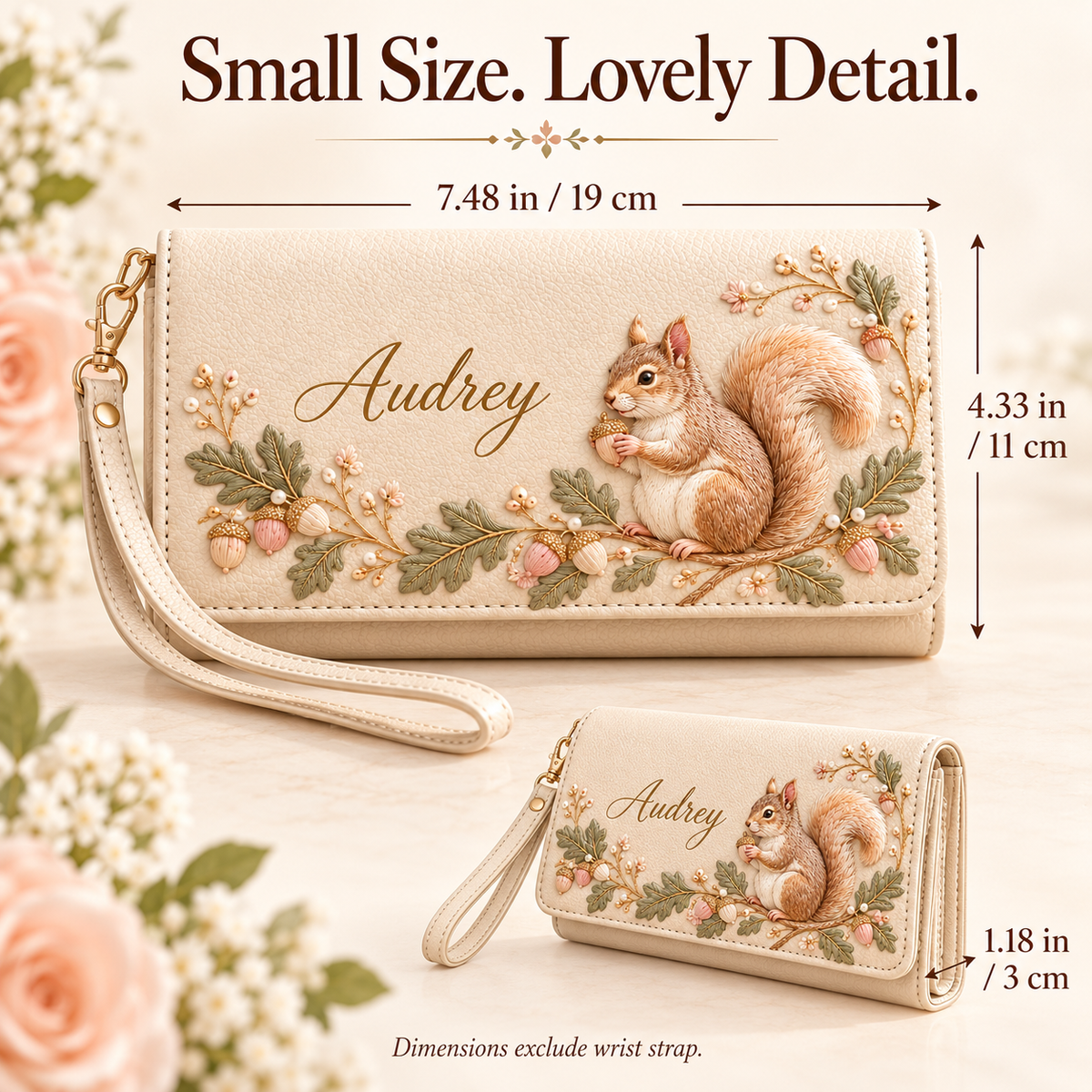 ✨ Custom Name "Flora & Fauna"  Embossed Wristlet Wallet | Personalized Everyday Purse
