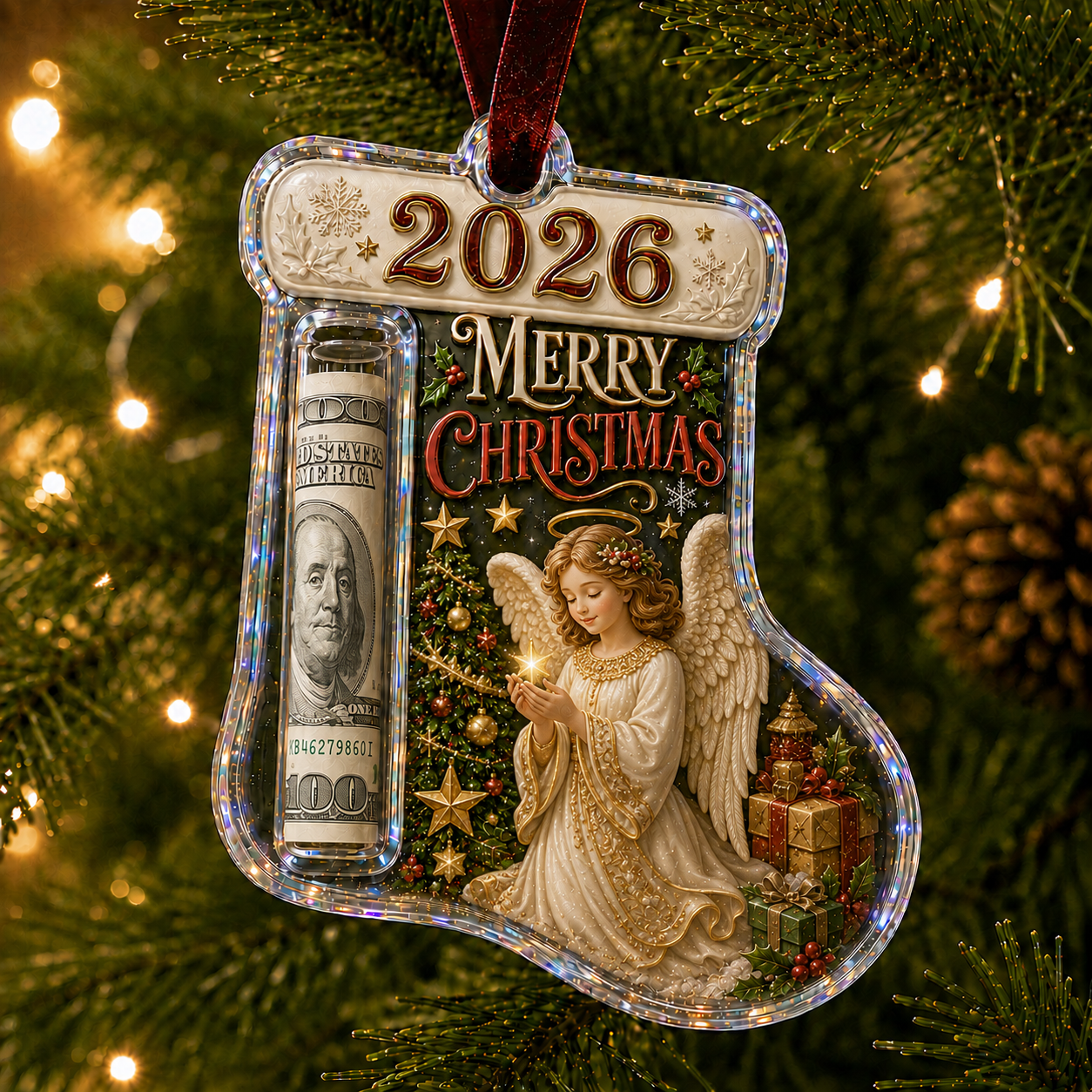 Cash Clip Christmas Tree Ornament – Novelty Holiday Money Gift Clip | 9 Festive Styles