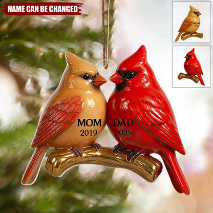 Personalized Vintage Nostalgic Cardinals Memorial  Acrylic Ornament