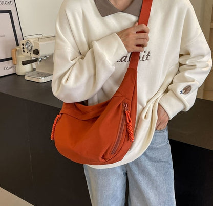 Women's Fashion Solid Color Nylon Crossbody Bag