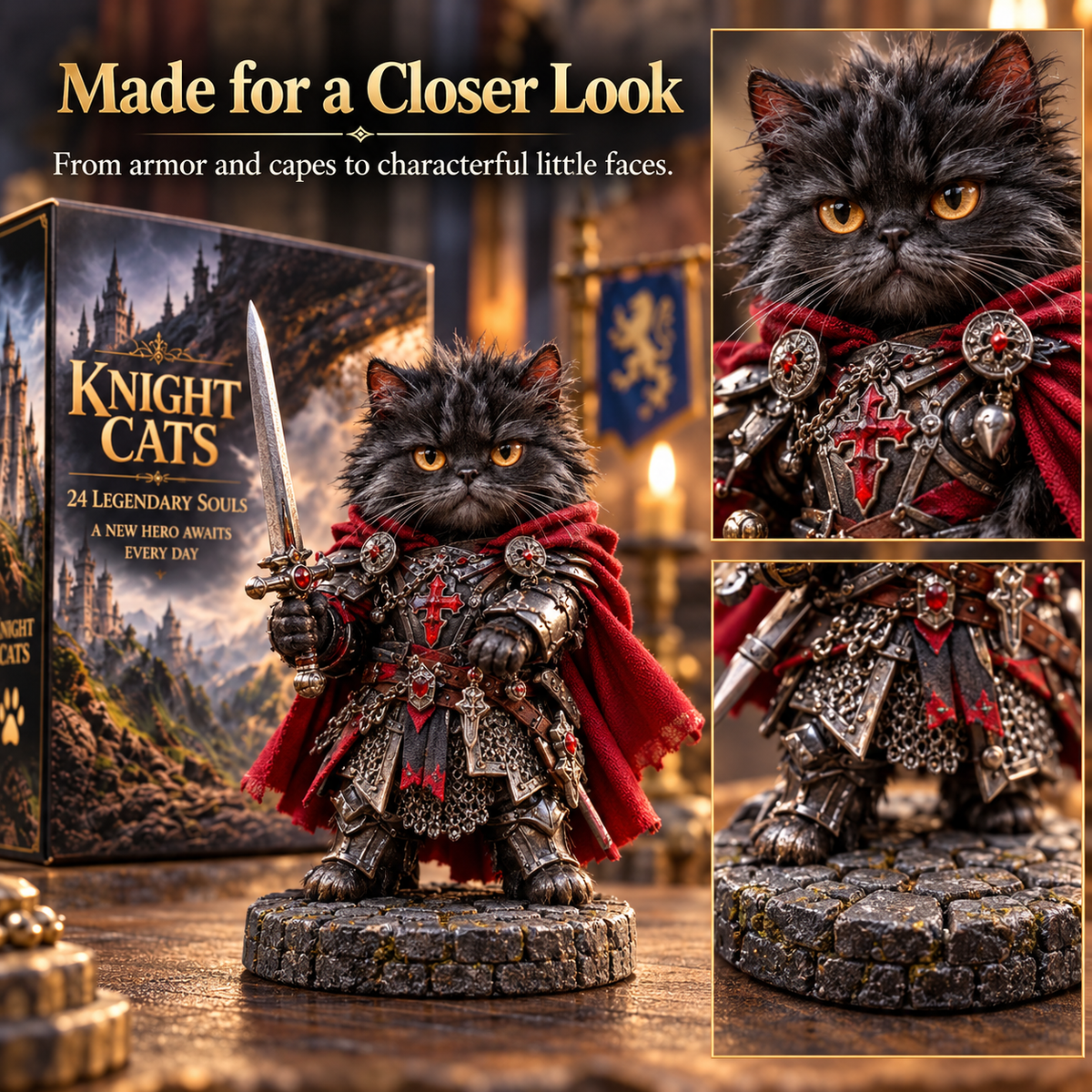 ⚔️ 24 Days of Knight Cats Advent Calendar | Epic Fantasy Feline Figures 🐾