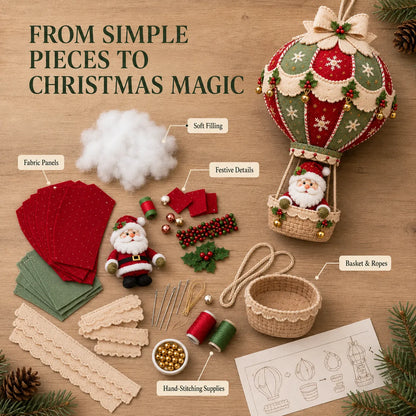 ⏳ Last Day 50% OFF – 🎈 Beginner-Friendly Christmas Hot Air Balloon Hanging Decor DIY Kit Collection | Complete Kit with Coordinated Fabrics, Decorative Accents & Crafting Materials Included 💕