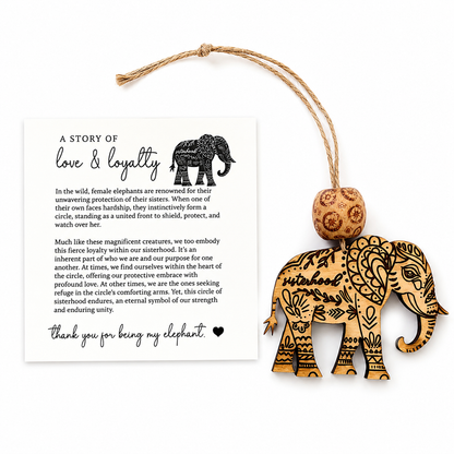 "Thank You For Being My Elephant" 🐘 Sisterhood Wooden Ornament & Story Card Gift Set