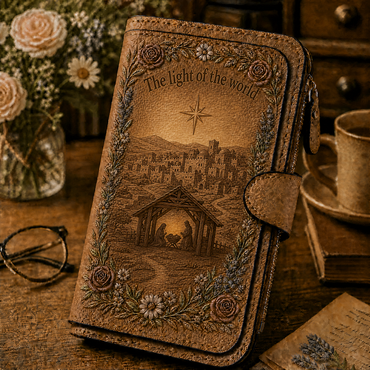 Nativity Story Embossed Leather Wallet