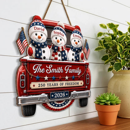 Custom Snowman Premium 3D Ornament - Personalized America 250th Anniversary Christmas Gifts For Mom, Dad, Brother, Sister - Celebrating Home And Holiday
