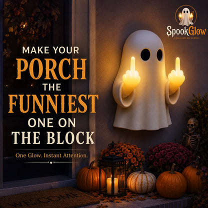 👻SpookGlow Funny Middle‐Finger Ghost Wall Decor✨