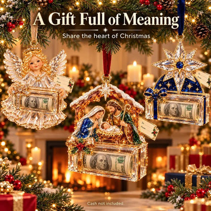 🎄 Christmas Cash Gift Ornament | 20 Crystal-Style Designs with Money Holder & Gift Tag 🎁