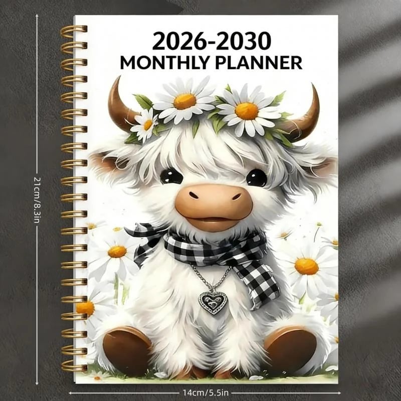 🐮 2026–2030 Highland Cow Monthly Planner 📚