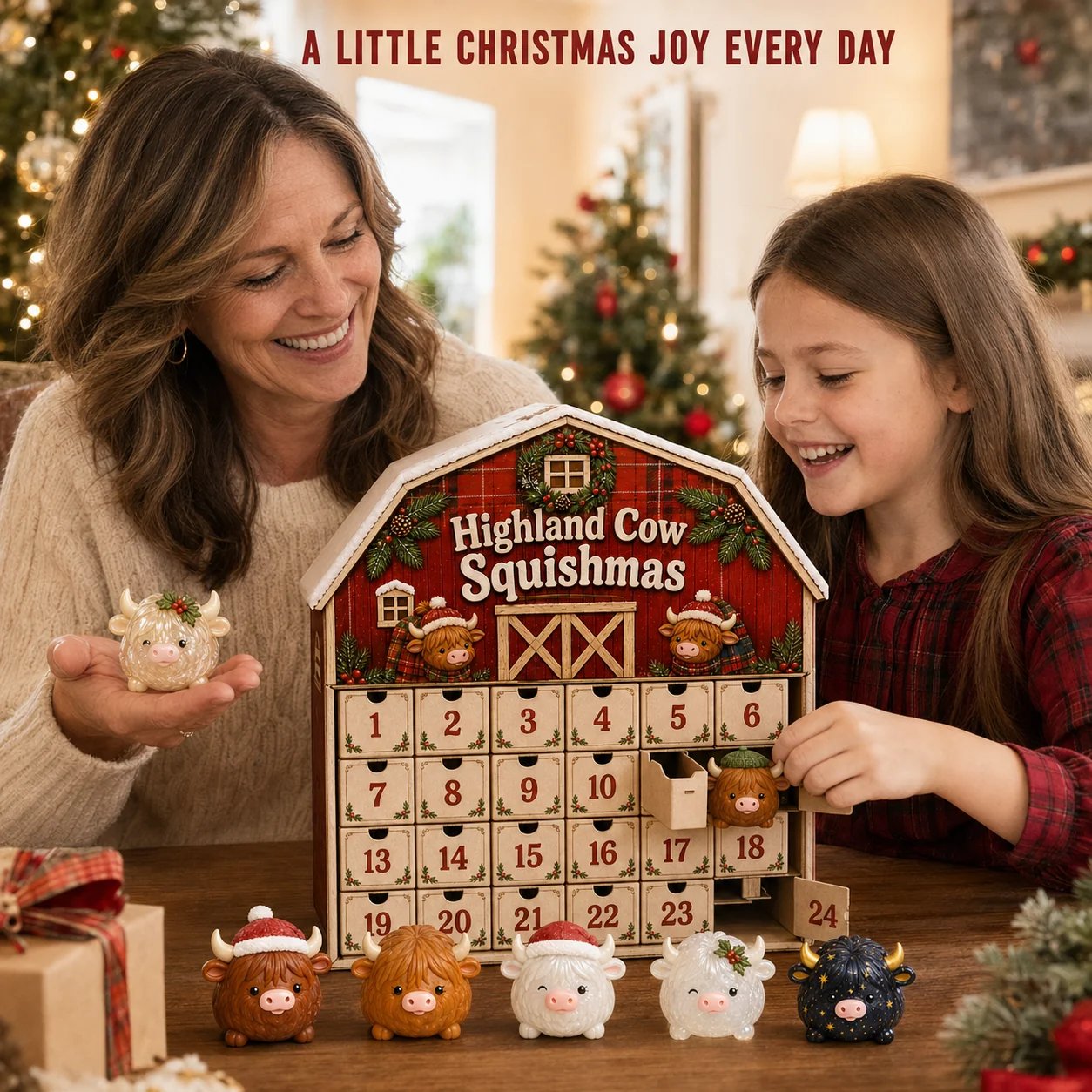 🐮 Highland Cow Squishy Collection | 12-Piece Harvest Herd or 24-Piece Holiday Collector’s Edition with Unique Characters & Secret Cow ✨