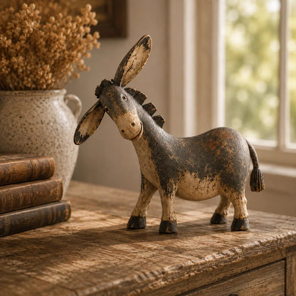 Rustic Donkey Figurine for Farmhouse Decor