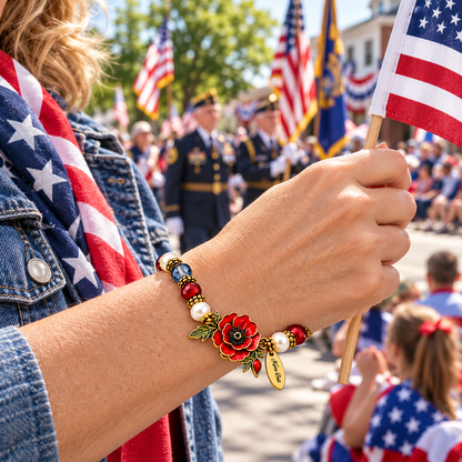 🌺 Personalized "Courage Lives On" Poppy Memorial Bracelet & Keepsake Box Set 🕊️