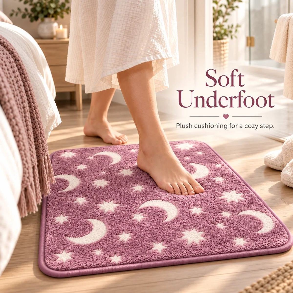 Glow-in-the-Dark Bathroom Set (featuring moon and star motifs) — 3-Piece Plush Collection