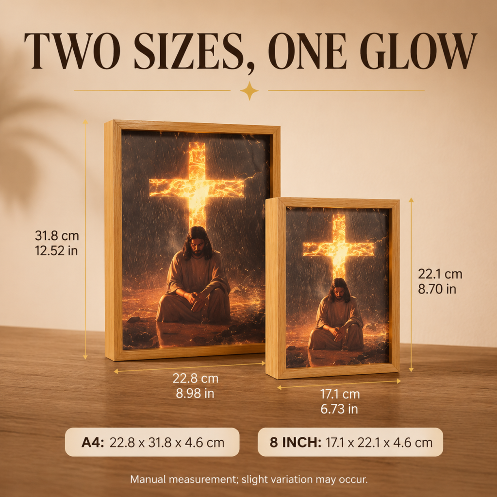 Faith That Glows At Night 🕊️ Illuminated Christian Art Frame | Eye‑Safe LED Devotional Night Lamp, Rechargeable & USB Option, Religious Keepsake Gift
