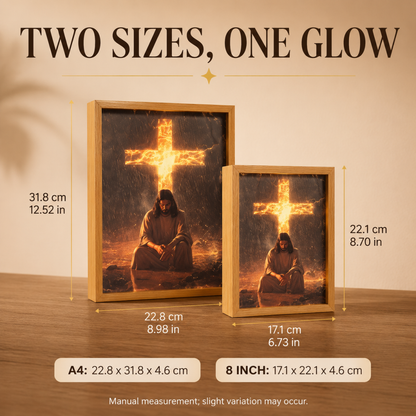 Faith That Glows At Night 🕊️ Illuminated Christian Art Frame | Eye‑Safe LED Devotional Night Lamp, Rechargeable & USB Option, Religious Keepsake Gift