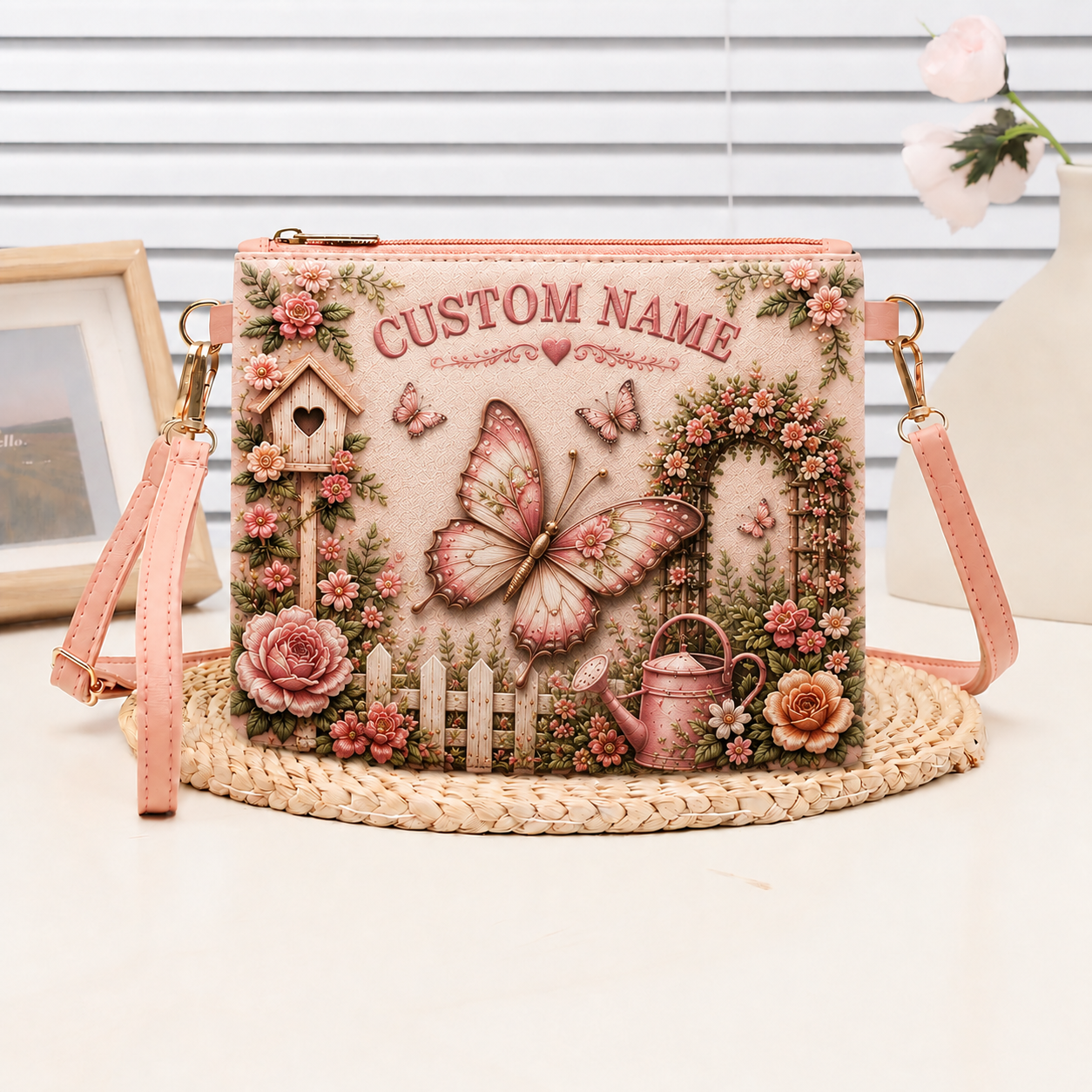 🌸 Personalized Floral Garden Embossed Animal Shoulder Bag – Best Gift For You