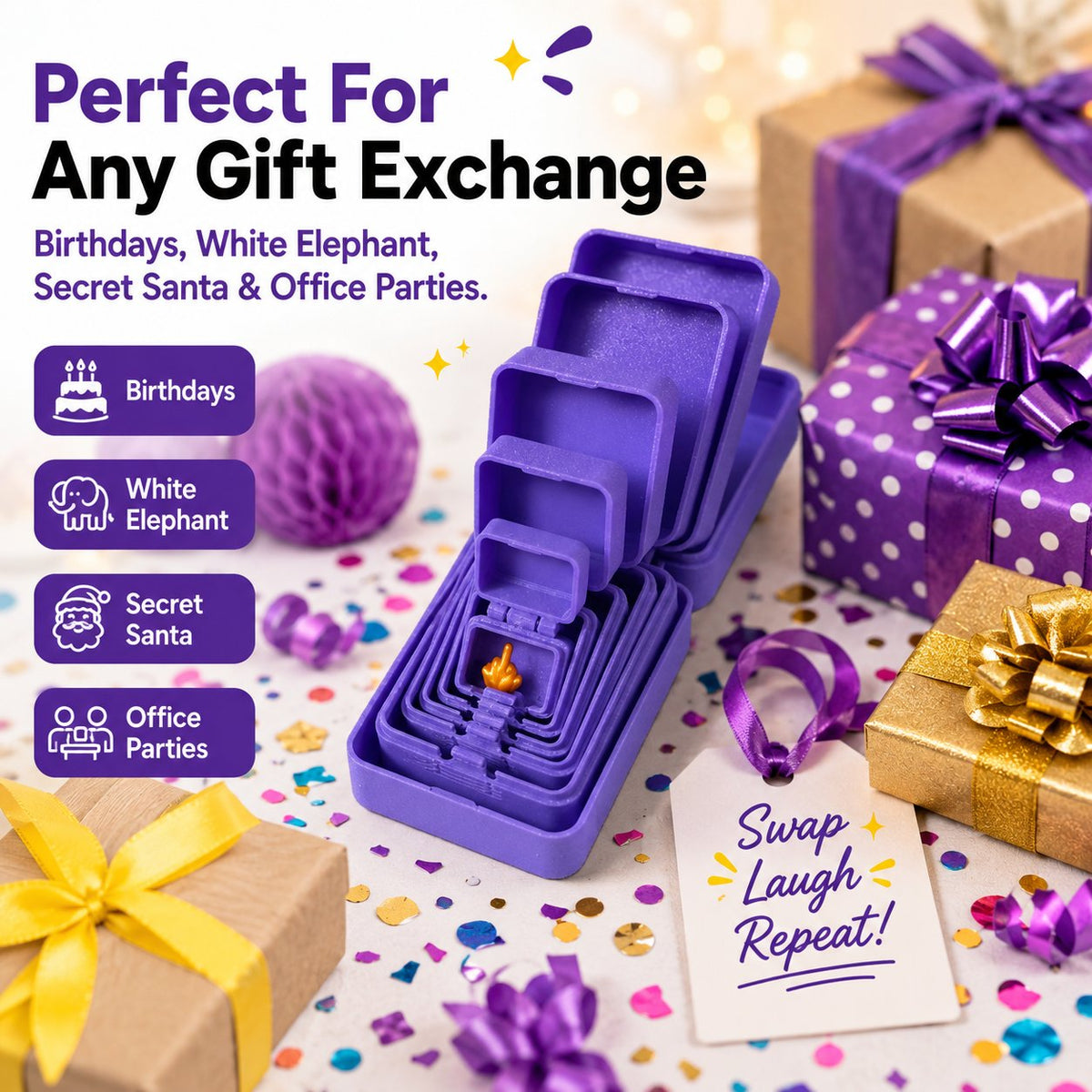 ⭐ Layer Nesting Prank Gift Box | Pick Your Surprise: Middle Finger or Number 67