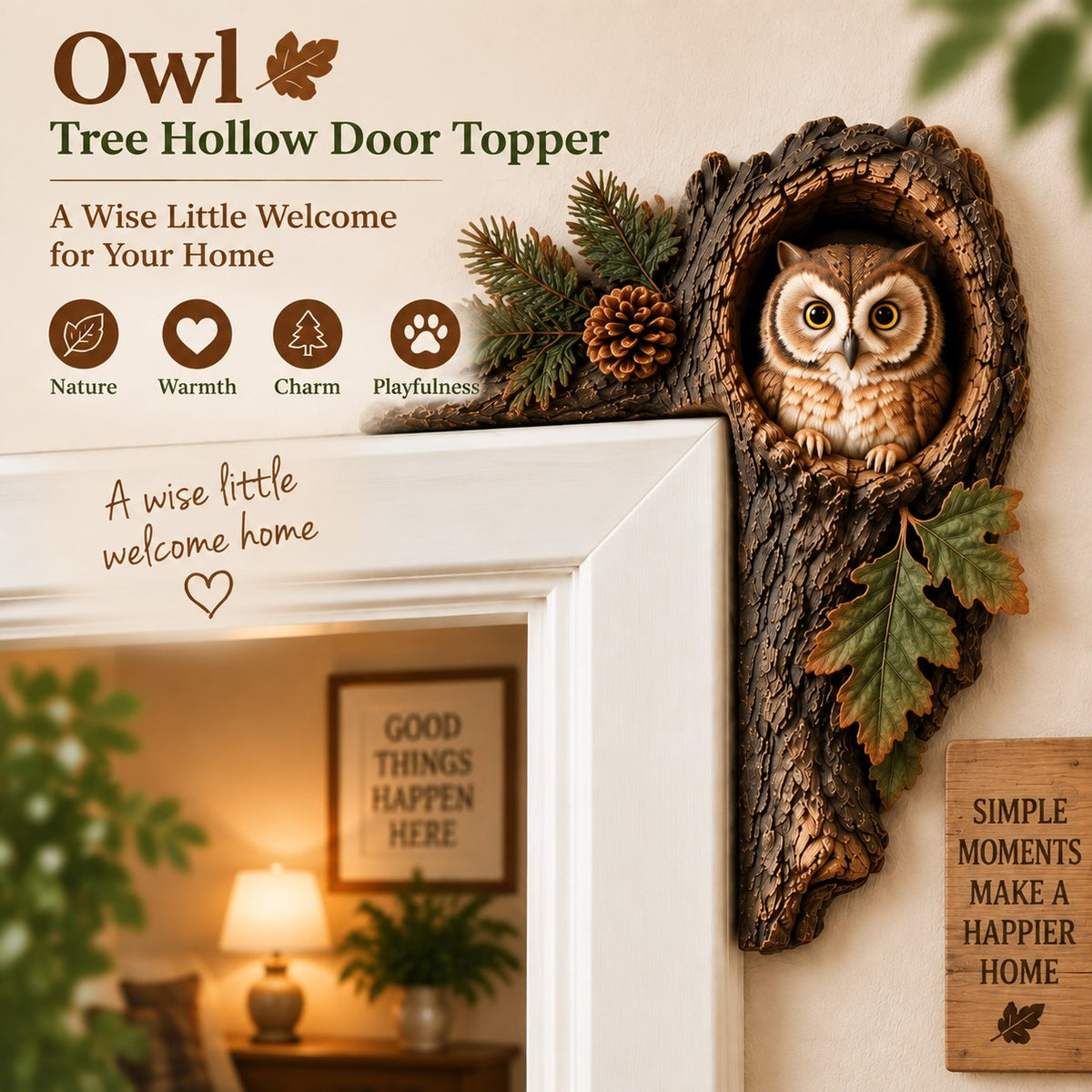 ⏰LAST DAY 50% OFF 🐿️ Chipmunk Tree Hollow Door Topper | Woodland Animal Doorway Decor For Cozy Nature Homes