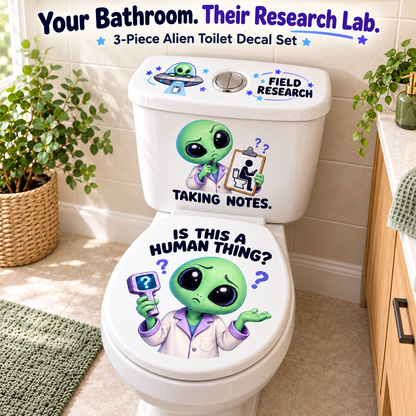 👽 “Is This a Human Thing?” 3-Piece Alien Toilet Decal Set