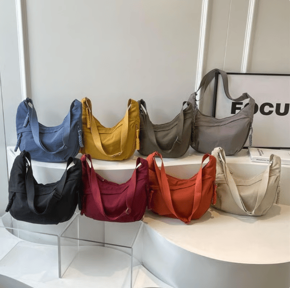 Women's Fashion Solid Color Nylon Crossbody Bag