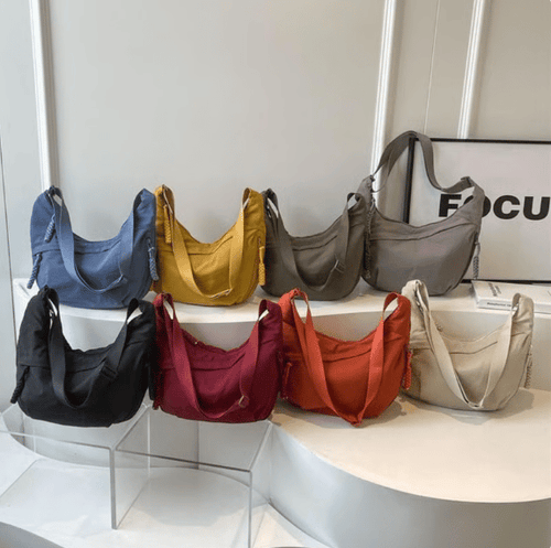 Women's Fashion Solid Color Nylon Crossbody Bag