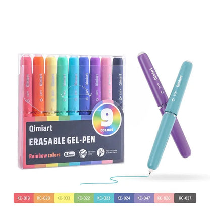 9-Color Erasable Gel Pens – Quick-Dry, Smooth Writing & Easy Erasing