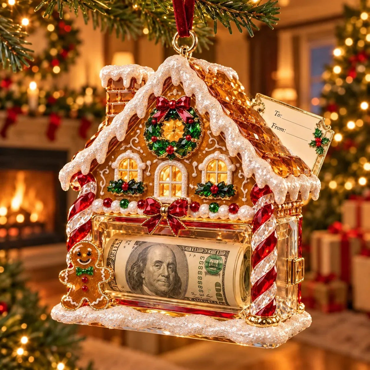 🎄 Christmas Cash Gift Ornament | 20 Crystal-Style Designs with Money Holder & Gift Tag 🎁