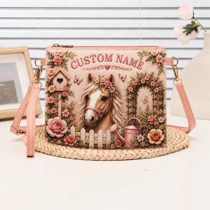 🌸 Personalized Floral Garden Embossed Animal Shoulder Bag – Best Gift For You