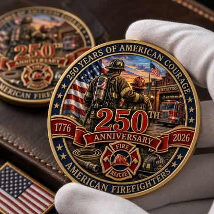 250th Anniversary American Firefighters Commemorative Coin – Courage, Duty & Service 1776–2026