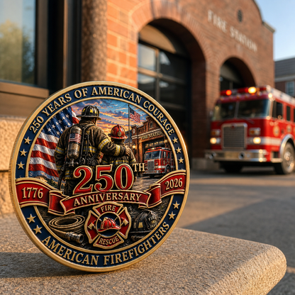 250th Anniversary American Firefighters Commemorative Coin – Courage, Duty & Service 1776–2026