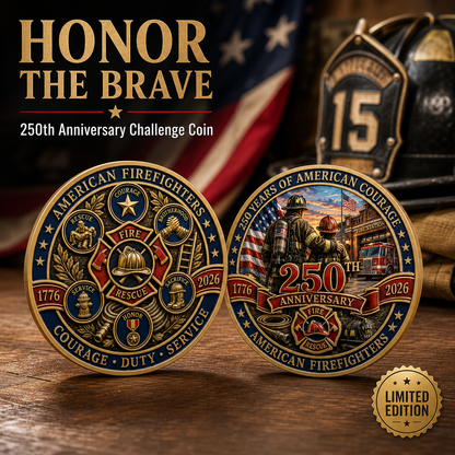 250th Anniversary American Firefighters Commemorative Coin – Courage, Duty & Service 1776–2026