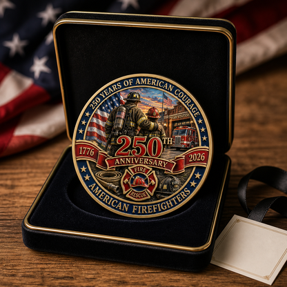 250th Anniversary American Firefighters Commemorative Coin – Courage, Duty & Service 1776–2026
