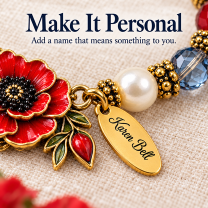 🌺 Personalized "Courage Lives On" Poppy Memorial Bracelet & Keepsake Box Set 🕊️