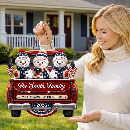 Custom Snowman Premium 3D Ornament - Personalized America 250th Anniversary Christmas Gifts For Mom, Dad, Brother, Sister - Celebrating Home And Holiday