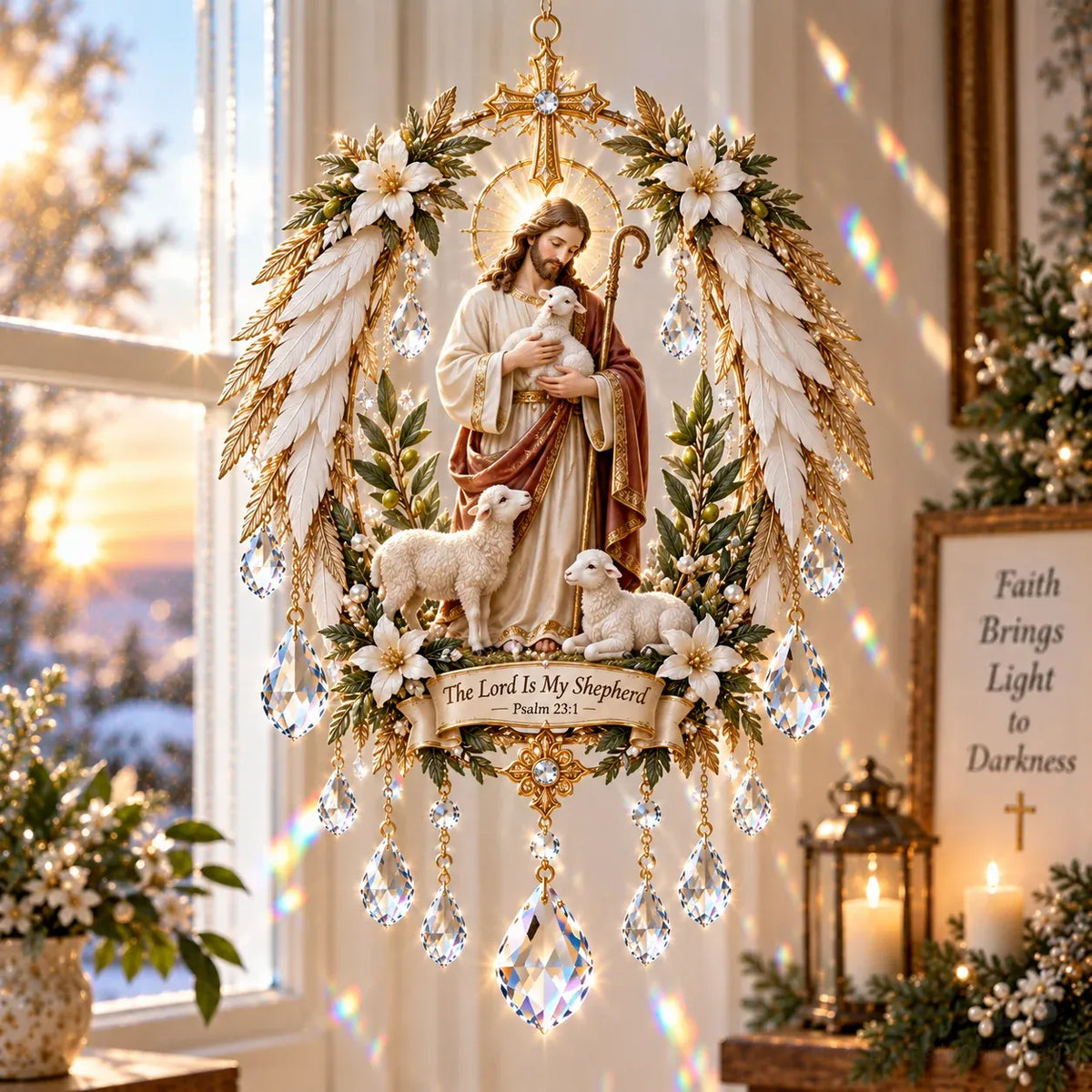 ✝️ Christian Crystal Suncatcher | 5 Faith-Inspired Window Designs with Cascading Rainbow Crystals ✨