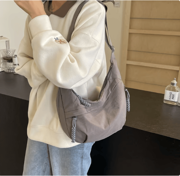 Women's Fashion Solid Color Nylon Crossbody Bag