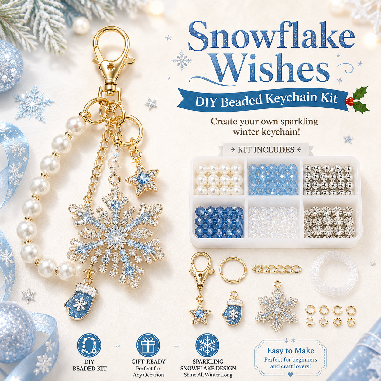 🔥🎄 Christmas Sparkle DIY Beaded Keychain Collection